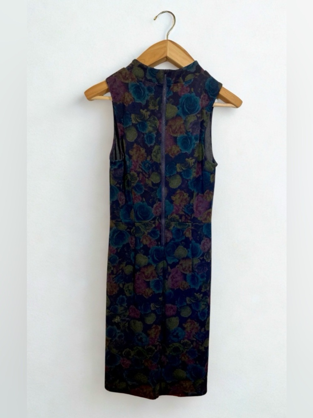 Halogen Fairy Grunge Dark Floral Mock Neck Sheath Midi Dress Size Medium - Picture 5 of 11